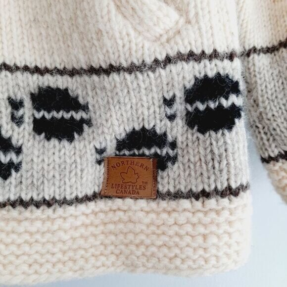 Handmade 100% Wool Chunky Sweater Full-Zip Jacket Fleece Lined Sz S - Picture 8 of 12